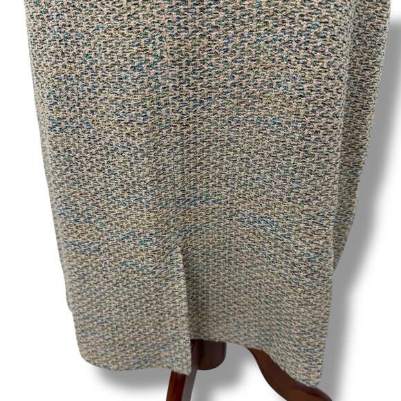 St. John Collection Pencil Skirt Size 10 Tan Blue Tweed Knit Pull On Stretch EUC - Picture 6 of 7